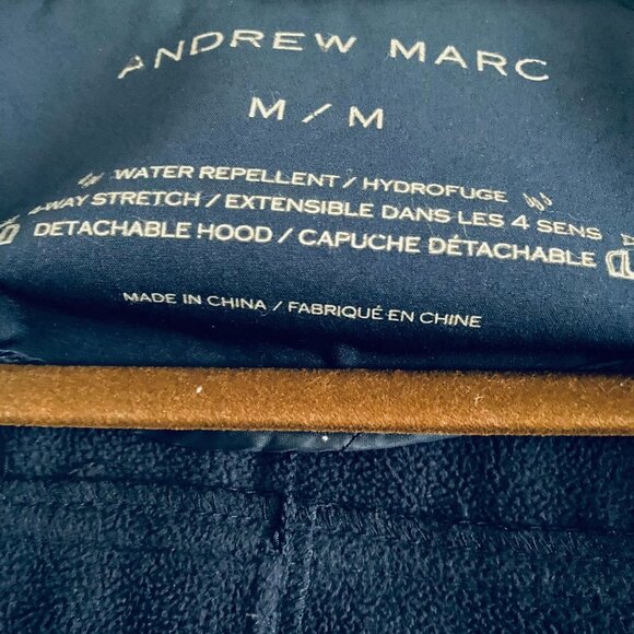 ANDREW MARC WOMEN MEN WATER REPELLENT NAVY BLUE HOODED WARM JACKET SIZE MEDIUM - Picture 7 of 7